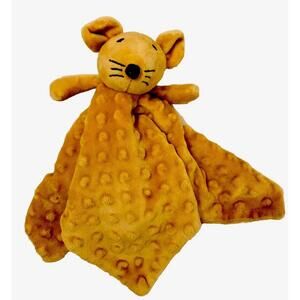Okie Dokie Mouse Minky Dot Baby Blanket Security Lovey Tan Brown Baby